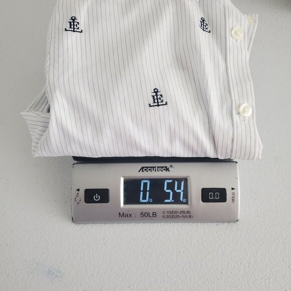 Lands End Womens Striped LE Mongramed Anchor Button Down Top Size 2 Nautical - Picture 7 of 8